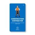 Construction Contractor Working With Drill Vector Illustration