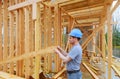 Construction Contractors building new home Royalty Free Stock Photo