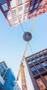 Construction crane above high-rise buildings, Stockholm, Sweden