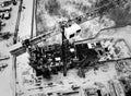 Construction Crane from Above. tower crane on the construction site aerial view. Aerial View Of construction site with Royalty Free Stock Photo