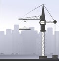 Construction crane in big city