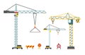 Construction crane. Building equipment in flat style. Vector illustration isolated on white background. Royalty Free Stock Photo