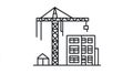 Flat Icon of Construction Site with Crane and Buildings Royalty Free Stock Photo