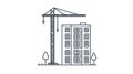 Building Construction Crane and Apartment Building Icon Set Royalty Free Stock Photo