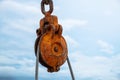 Construction Crane Hoist Lifting with Sling in the Construction Work Site