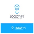 Construction, Crane, Hook Blue Outline Logo Place for Tagline Royalty Free Stock Photo