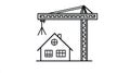 Crane Logo, Construction Equipment Icon, Black And White Building Vector Royalty Free Stock Photo