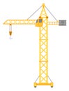 Construction crane icon. Cartoon heavy lifting machine