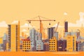 Construction crane, industrial, graphic. AI generative. Buildings under construction Royalty Free Stock Photo