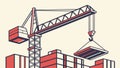 Construction Crane Lifting Materials on Building Site. Industrial Work. vector design Generative AI Royalty Free Stock Photo