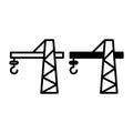 Construction crane line and glyph icon. Building crane vector illustration isolated on white. Crane tower outline style Royalty Free Stock Photo