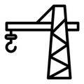 Construction crane line icon. Building crane vector illustration isolated on white. Crane tower outline style design Royalty Free Stock Photo