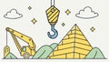 Construction Crane Next to Ancient Pyramid Icon, vector design Generative AI Royalty Free Stock Photo
