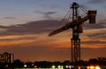 Construction crane at night