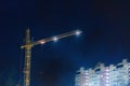 Construction crane at night Royalty Free Stock Photo