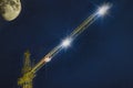 Construction crane at night Royalty Free Stock Photo