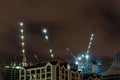 Construction crane at night Royalty Free Stock Photo