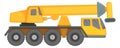 Construction crane truck icon. Cartoon vehicle side view