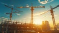 The Construction Cranes.AI generated image Royalty Free Stock Photo