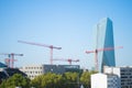 Construction cranes European Central Bank Royalty Free Stock Photo