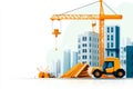 Construction cranes lifting cargo in urban and industrial settings, modern engineering visuals. Royalty Free Stock Photo