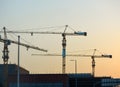 Construction cranes for Majid Al Futaim building Oman city center mall , Oman Royalty Free Stock Photo
