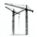 construction cranes silhouette , black and white illustration isolated on white background Royalty Free Stock Photo