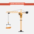 Construction cranes tower. illustration flat Royalty Free Stock Photo