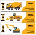 Construction Crew Vehicles machinery building truck industry equipment vector illustration. Build tractor architecture digger Royalty Free Stock Photo