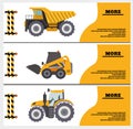 Construction Crew Vehicles machinery building truck industry equipment vector illustration. Build tractor architecture digger Royalty Free Stock Photo