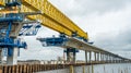 Construction of Crown princess Mary bridge over the Roskilde firth Royalty Free Stock Photo