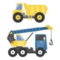 Construction delivery truck transportation vehicle mover road machine equipment vector.