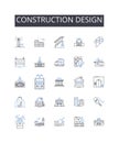 Construction design line icons collection. Building planning, Structural drafting, Architectural blueprint, Engineering