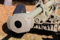 Cannon barrel muzzle brake outlet.