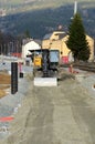 Construction digger, excavation - front view Royalty Free Stock Photo