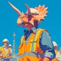 Construction Dinosaur: Triceratops in a Hard Hat & Vest