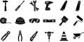 Construction and DIY Hand Tools Silhouette Icons Set Royalty Free Stock Photo