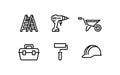 Construction and DIY Tools Icons Set ladder drill AI-Generated Royalty Free Stock Photo