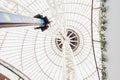 Construction of dome and interior of Khan Shatyr building. Giant marquee 150 m high, large shopping and entertainment mall.