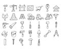 Construction Doodle vector icon set. Drawing sketch illustration hand drawn line eps10