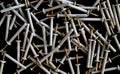 Construction dowel nails are scattered Royalty Free Stock Photo