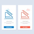 Construction, Down, Home, Stair Blue and Red Download and Buy Now web Widget Card Template