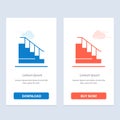 Construction, Down, Home, Stair Blue and Red Download and Buy Now web Widget Card Template