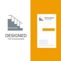 Construction, Down, Home, Stair Grey Logo Design and Business Card Template Royalty Free Stock Photo