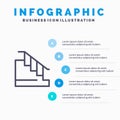 Construction, Down, Home, Stair Line icon with 5 steps presentation infographics Background