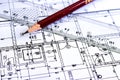 Construction drawing Architecture Detail White paper with dimensions and lines Royalty Free Stock Photo