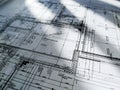 Construction drawing Architecture Detail White paper with dimensions and lines with sun rays Royalty Free Stock Photo