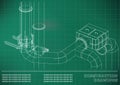 Construction drawings. 3D metal construction. Pipes, piping Royalty Free Stock Photo