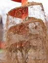 Construction drill digging foundations in field. Preparing building base Royalty Free Stock Photo