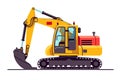 excavator on white background, earth mover machine construction equipment digger Royalty Free Stock Photo